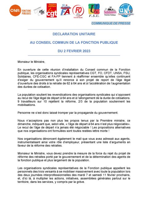 Communiqué de presse CSFPT